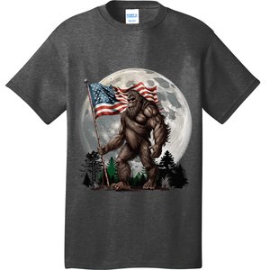 Bigfoot Sasquatch American Flag Full Moon Patriotic T-Shirt