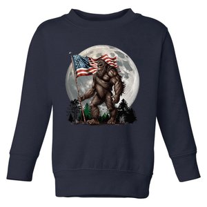 Bigfoot Sasquatch American Flag Full Moon Patriotic Toddler Sweatshirt