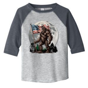 Bigfoot Sasquatch American Flag Full Moon Patriotic Toddler Fine Jersey T-Shirt