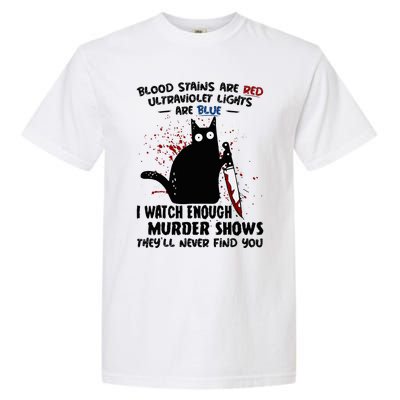 Blood Stains Are Red Ultraviolet Lights Are Blue Cat Funny Garment-Dyed Heavyweight T-Shirt