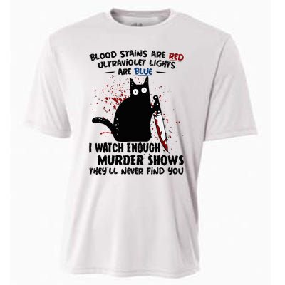 Blood Stains Are Red Ultraviolet Lights Are Blue Cat Funny Cooling Performance Crew T-Shirt