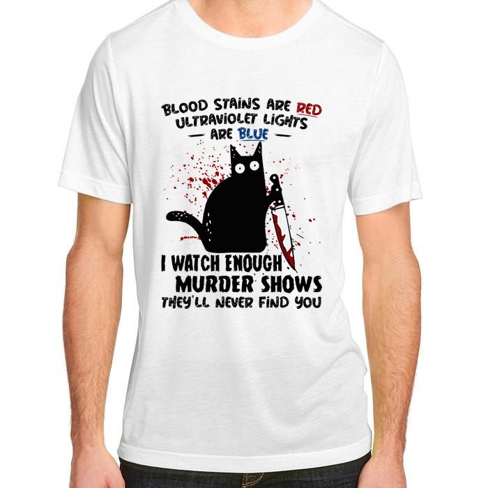 Blood Stains Are Red Ultraviolet Lights Are Blue Cat Funny Adult ChromaSoft Performance T-Shirt