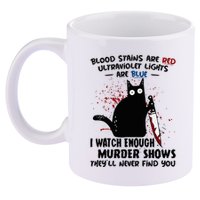 Blood Stains Are Red Ultraviolet Lights Are Blue Cat Funny 11oz C Handle Ceramic Mug
