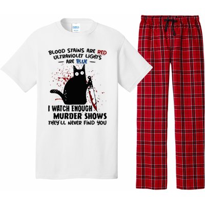 Blood Stains Are Red Ultraviolet Lights Are Blue Cat Funny Pajama Set