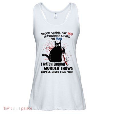 Blood Stains Are Red Ultraviolet Lights Are Blue Cat Funny Ladies Essential Flowy Tank