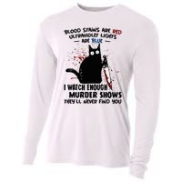 Blood Stains Are Red Ultraviolet Lights Are Blue Cat Funny Cooling Performance Long Sleeve Crew