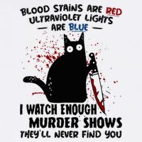 Blood Stains Are Red Ultraviolet Lights Are Blue Cat Funny Cooling Performance Long Sleeve Crew
