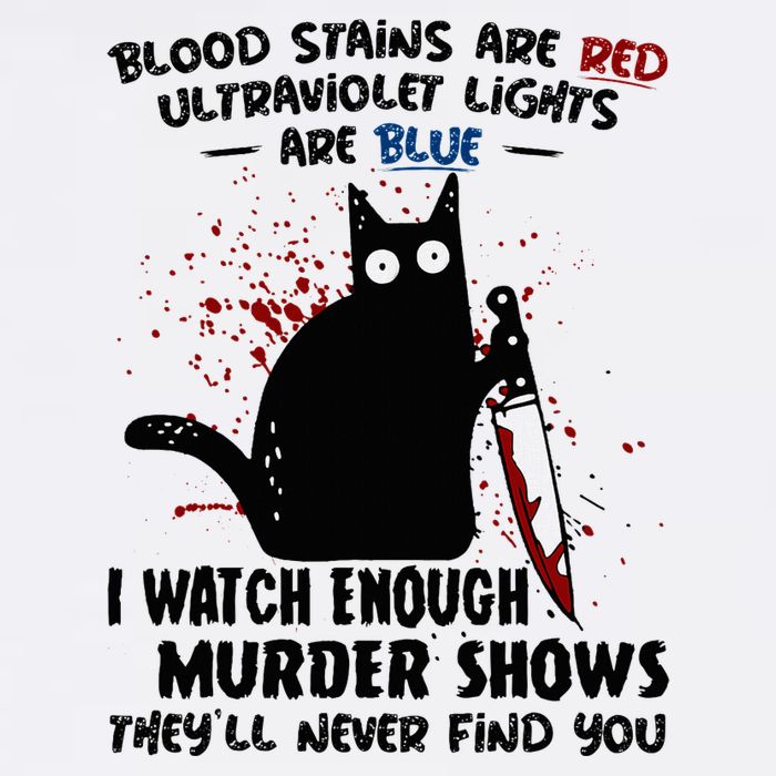 Blood Stains Are Red Ultraviolet Lights Are Blue Cat Funny Cooling Performance Long Sleeve Crew