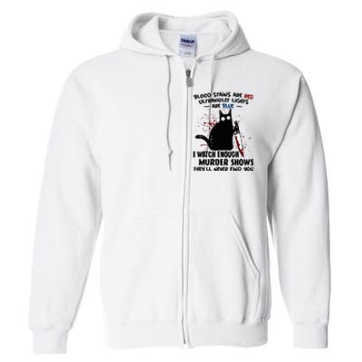 Blood Stains Are Red Ultraviolet Lights Are Blue Cat Funny Full Zip Hoodie