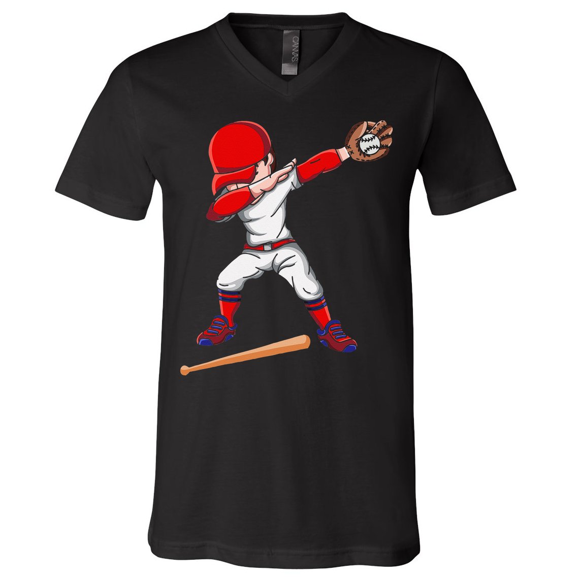 Baseballer Sports Athlete Dabbing Baseball Player V-Neck T-Shirt