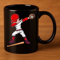 Baseballer Sports Athlete Dabbing Baseball Player 11oz C Handle Ceramic Mug