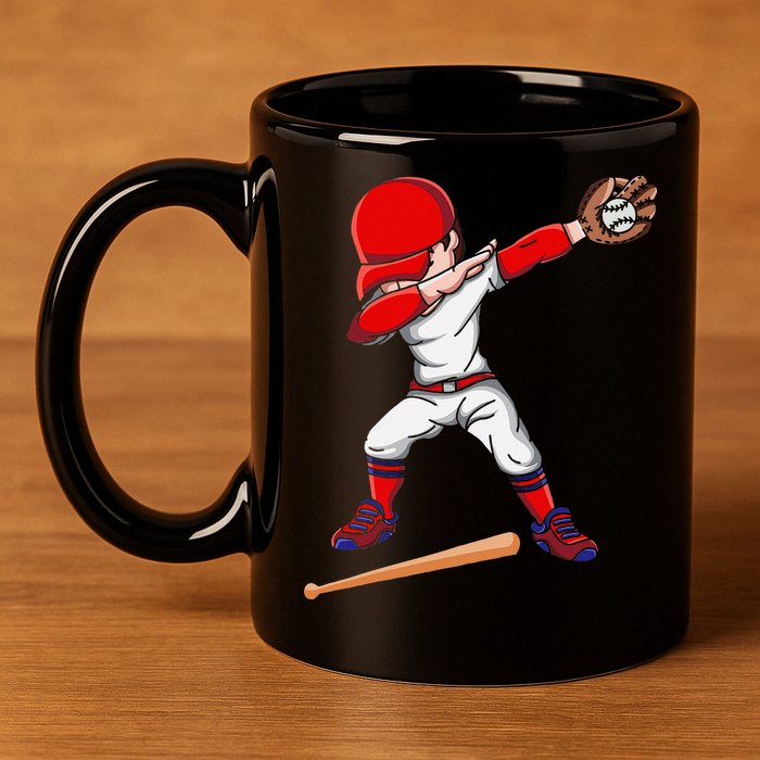 Baseballer Sports Athlete Dabbing Baseball Player 11oz C Handle Ceramic Mug