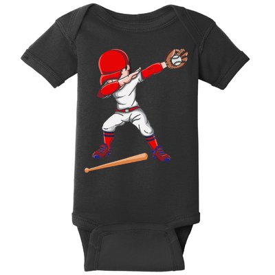 Baseballer Sports Athlete Dabbing Baseball Player Baby Bodysuit