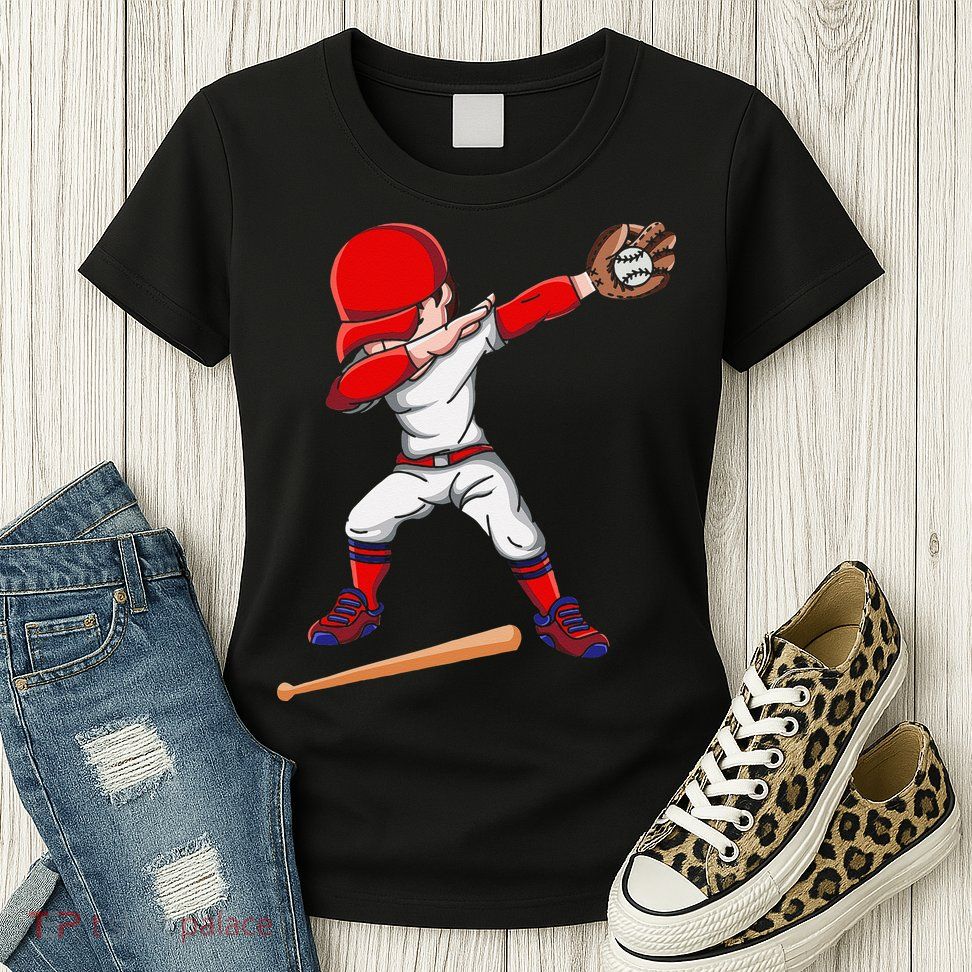 Baseballer Sports Athlete Dabbing Baseball Player Womens T-Shirt
