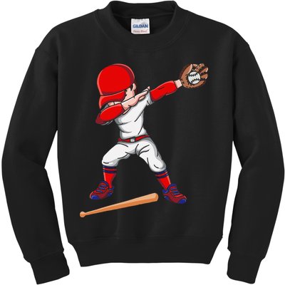 Baseballer Sports Athlete Dabbing Baseball Player Kids Sweatshirt