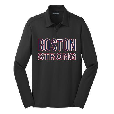 Boston Strong American Patriotic Silk Touch Performance Long Sleeve Polo