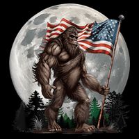 Bigfoot Sasquatch American Flag Full Moon Patriotics Stripe Pom Pom Beanie