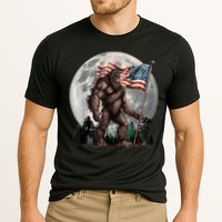 Bigfoot Sasquatch American Flag Full Moon Patriotics Cooling Performance Crew T-Shirt