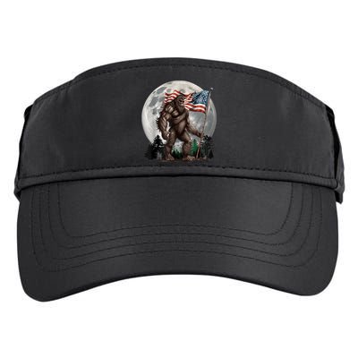 Bigfoot Sasquatch American Flag Full Moon Patriotics Adult Drive Performance Visor