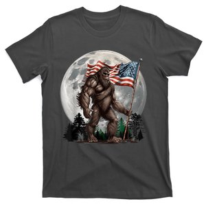 Bigfoot Sasquatch American Flag Full Moon Patriotics T-Shirt