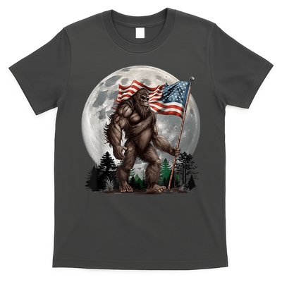Bigfoot Sasquatch American Flag Full Moon Patriotics T-Shirt