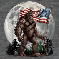 Bigfoot Sasquatch American Flag Full Moon Patriotics T-Shirt