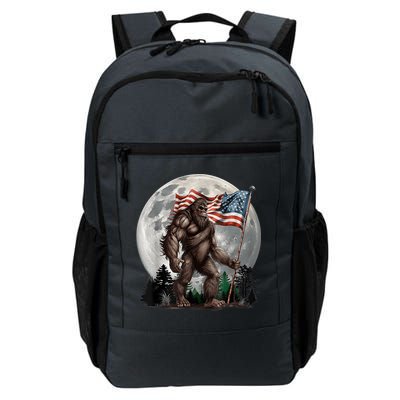 Bigfoot Sasquatch American Flag Full Moon Patriotics Backpack