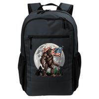 Bigfoot Sasquatch American Flag Full Moon Patriotics Backpack