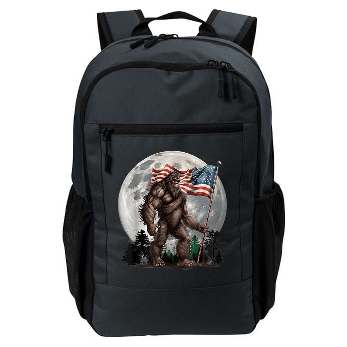Bigfoot Sasquatch American Flag Full Moon Patriotics Backpack