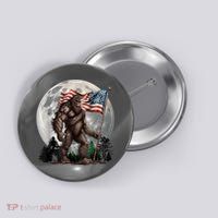 Bigfoot Sasquatch American Flag Full Moon Patriotics Button