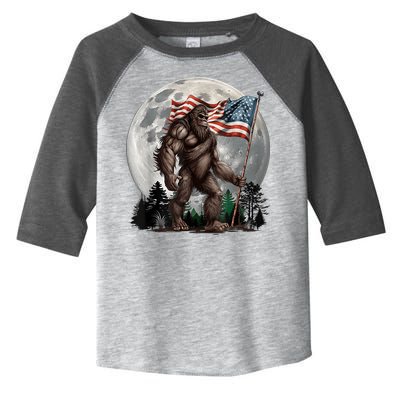 Bigfoot Sasquatch American Flag Full Moon Patriotics Toddler Fine Jersey T-Shirt