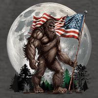 Bigfoot Sasquatch American Flag Full Moon Patriotics Vector Backpack