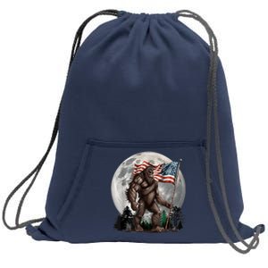 Bigfoot Sasquatch American Flag Full Moon Patriotics Sweatshirt Cinch Pack Bag