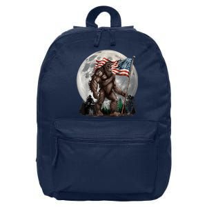 Bigfoot Sasquatch American Flag Full Moon Patriotics 16 in Basic Backpack