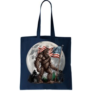 Bigfoot Sasquatch American Flag Full Moon Patriotics Tote Bag