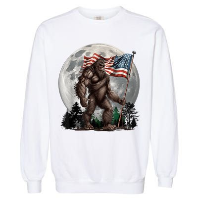 Bigfoot Sasquatch American Flag Full Moon Patriotics Garment-Dyed Sweatshirt