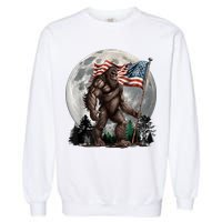 Bigfoot Sasquatch American Flag Full Moon Patriotics Garment-Dyed Sweatshirt