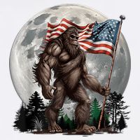 Bigfoot Sasquatch American Flag Full Moon Patriotics Garment-Dyed Sweatshirt