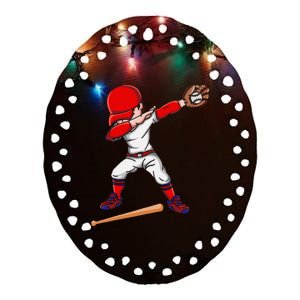 Baseballer Sports Athlete Dabbing Baseball Player Ceramic Oval Ornament