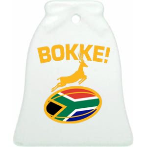 Bokke South African Rugby Fan Ceramic Bell Ornament