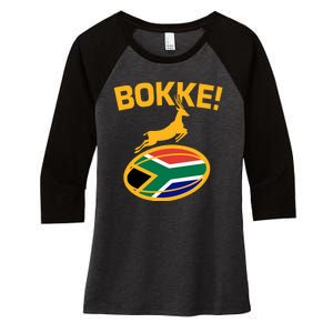 Bokke South African Rugby Fan Women's Tri-Blend 3/4-Sleeve Raglan Shirt