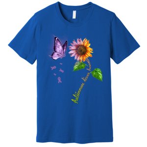 Butterfly Sunflower Autoimmune Disease Awareness Gift Premium T-Shirt