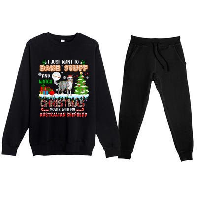 Bake Stuff And Watch Xmas Movies With My Australian Shepherd Gift Premium Crewneck Sweatsuit Set