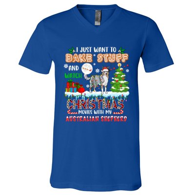 Bake Stuff And Watch Xmas Movies With My Australian Shepherd Gift V-Neck T-Shirt