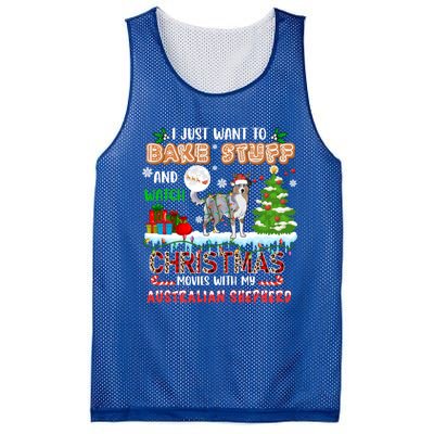 Bake Stuff And Watch Xmas Movies With My Australian Shepherd Gift Mesh Reversible Basketball Jersey Tank