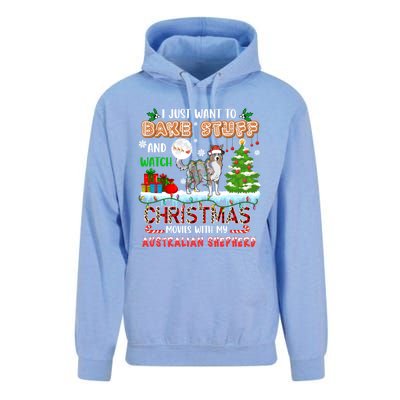 Bake Stuff And Watch Xmas Movies With My Australian Shepherd Gift Unisex Surf Hoodie