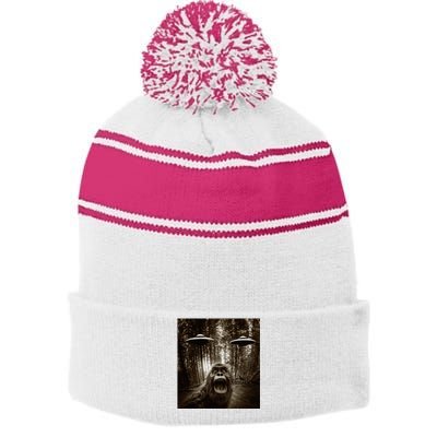 Bigfoot Sasquatch Alien Ufo Stripe Pom Pom Beanie