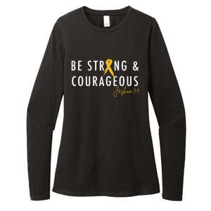 Be Strong And Courageous Hood Cancer Awareness Ribbon Great Gift Womens CVC Long Sleeve Shirt