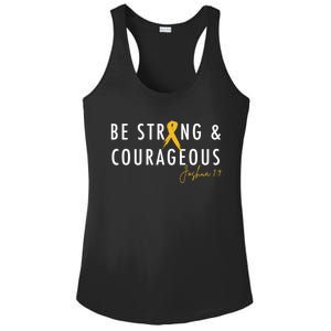 Be Strong And Courageous Hood Cancer Awareness Ribbon Great Gift Ladies PosiCharge Competitor Racerback Tank