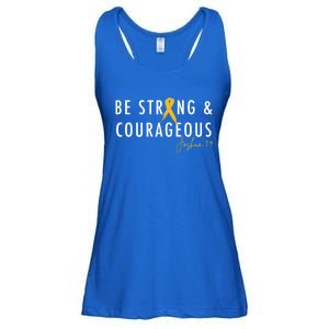 Be Strong And Courageous Hood Cancer Awareness Ribbon Great Gift Ladies Essential Flowy Tank